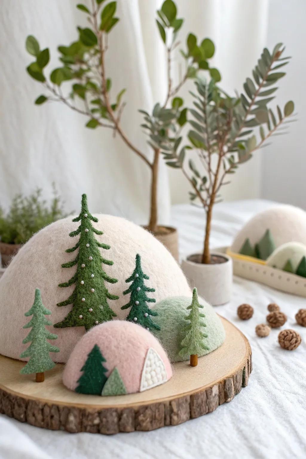 Bring the beauty of nature indoors with this handcrafted soft sculpture landscape.