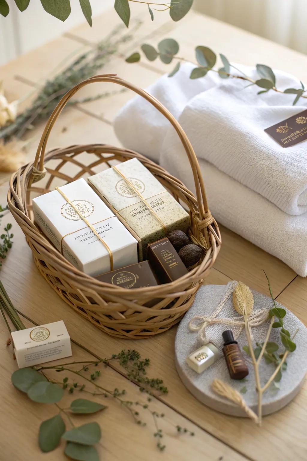Indulge in the perfect blend of relaxation and sweetness with our gourmet chocolate spa basket.