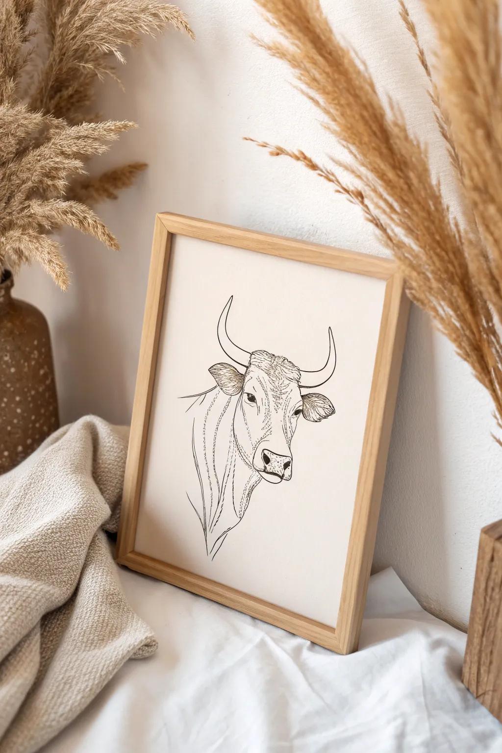 Embrace tranquility with this serene Taurus bull profile, a perfect blend of minimalist elegance and natural beauty.