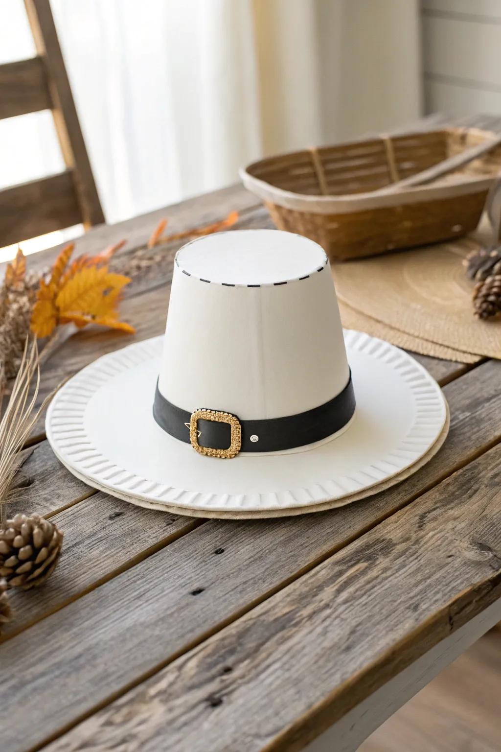 Crafting history: Minimalist Pilgrim Hat from Paper Plates.
