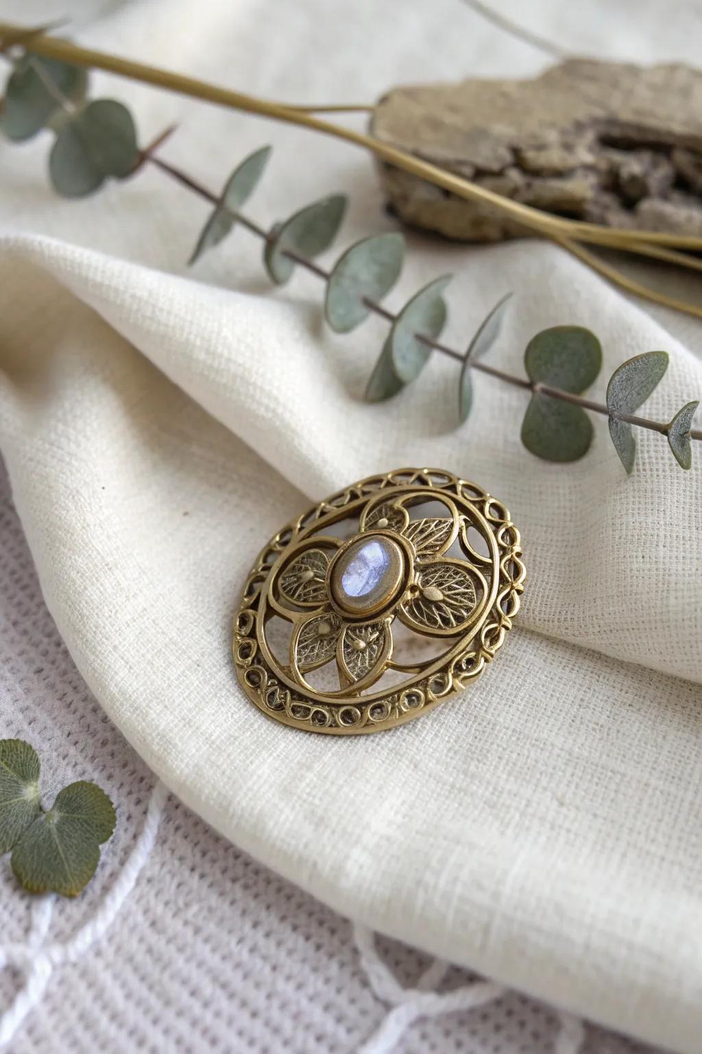 Discover the beauty of thrifted treasures: A vintage brooch that tells its own story.