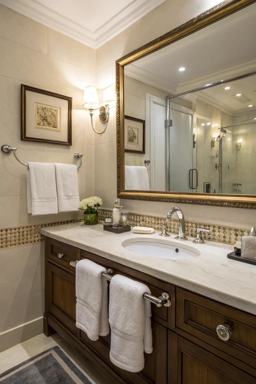 Functional elegance with accessories in a toilet room.