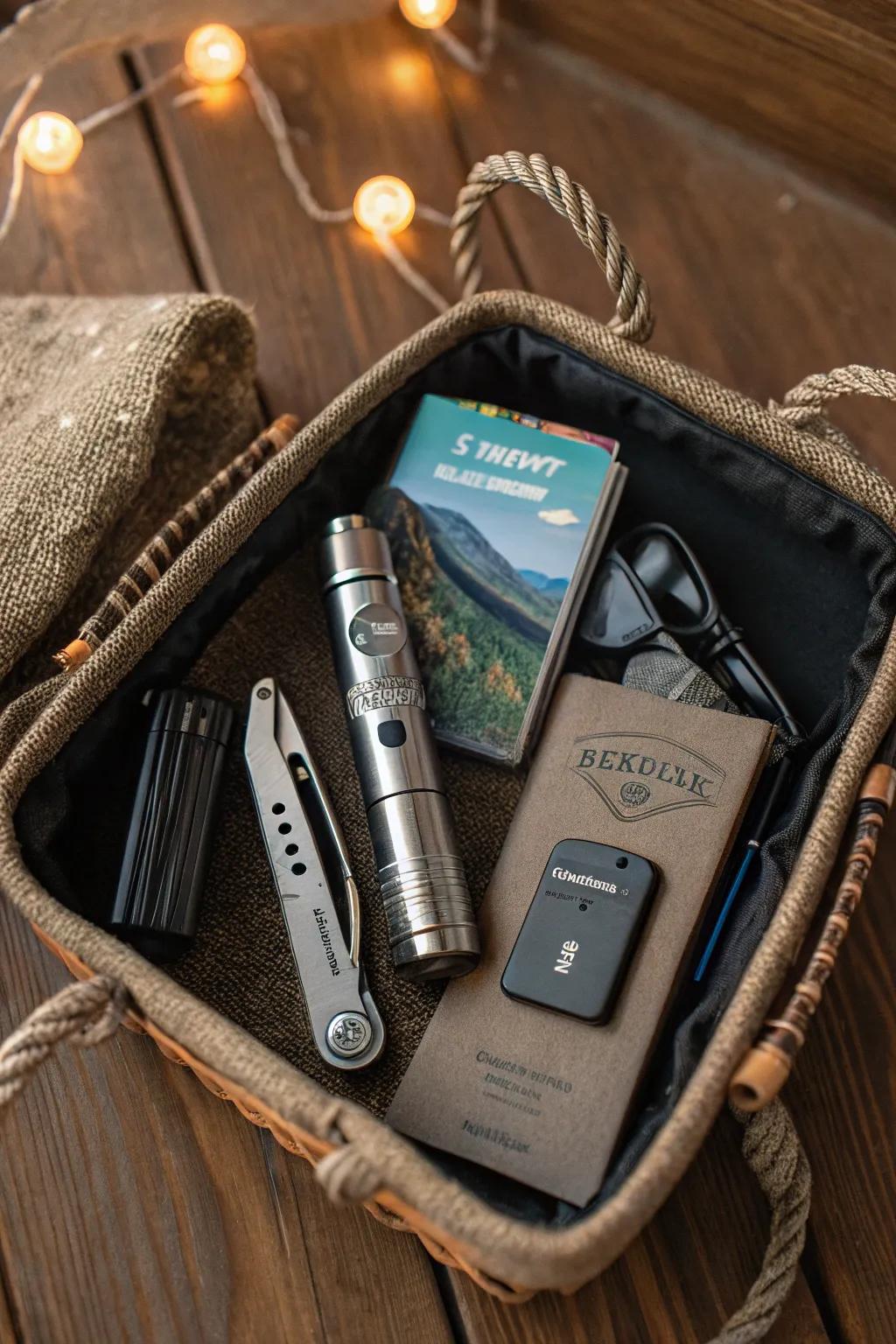 Gear up for adventure with the ultimate travel essentials basket. Perfect for those with a heart full of wanderlust!
