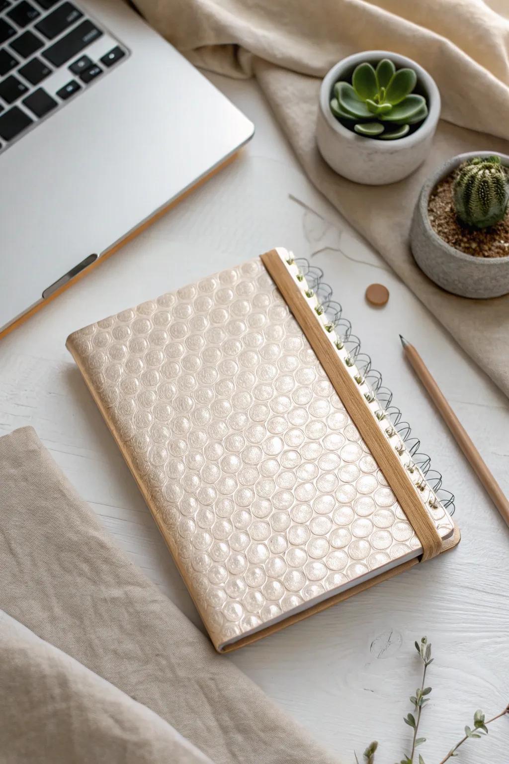Transforming everyday materials into beautiful school supplies: Discover the art of crafting with bubble mailer notebooks.