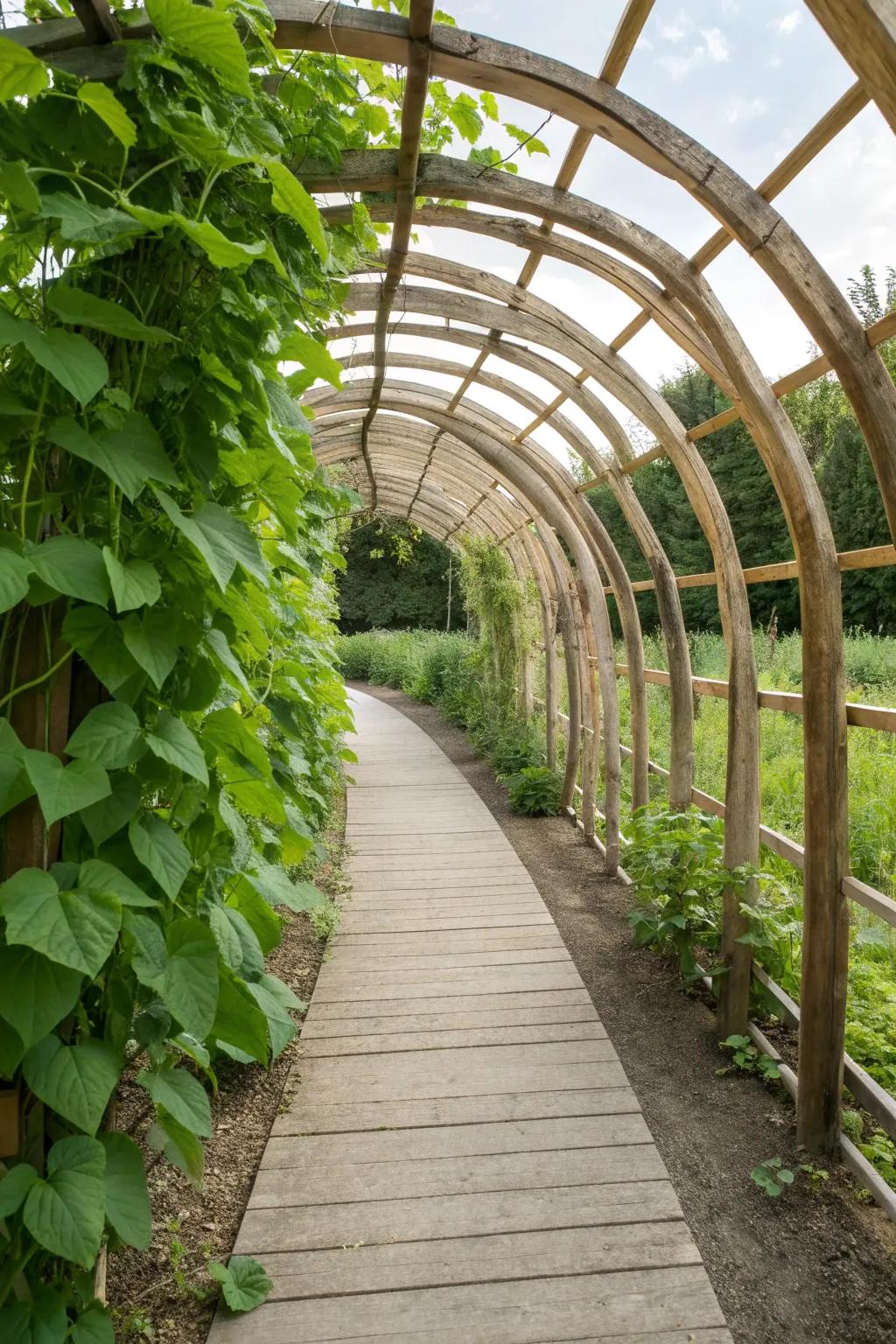 Step into serenity with this enchanting bean tunnel, where simplicity meets nature's beauty.