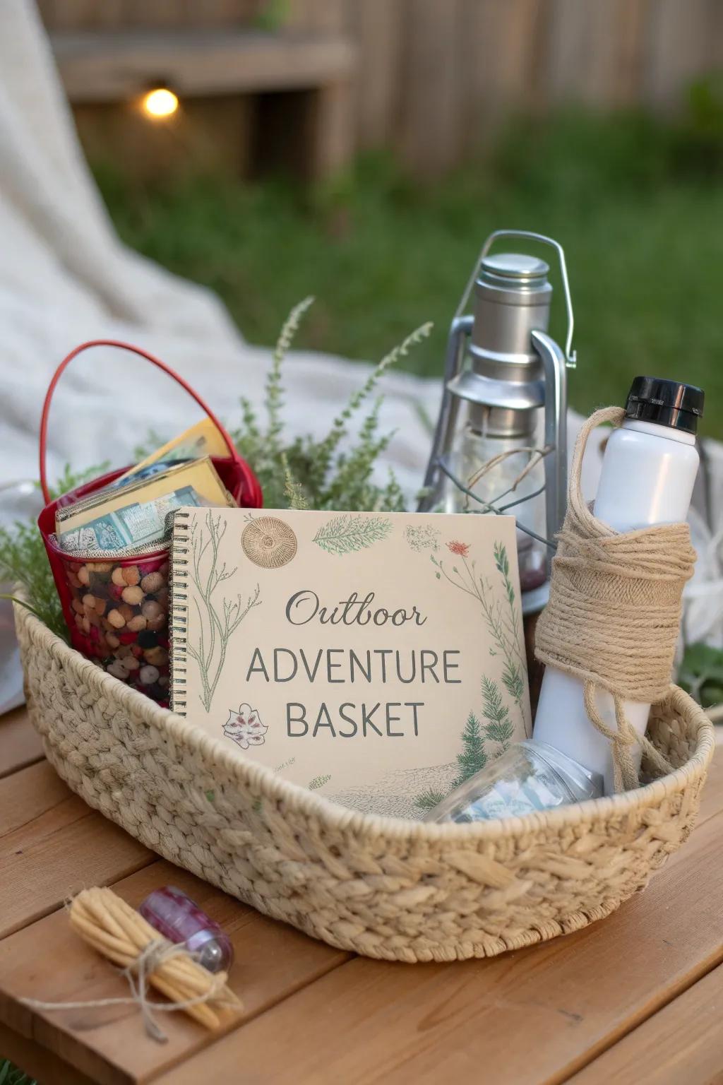Discover the joy of adventure with a chic and thoughtfully curated outdoor gift basket.
