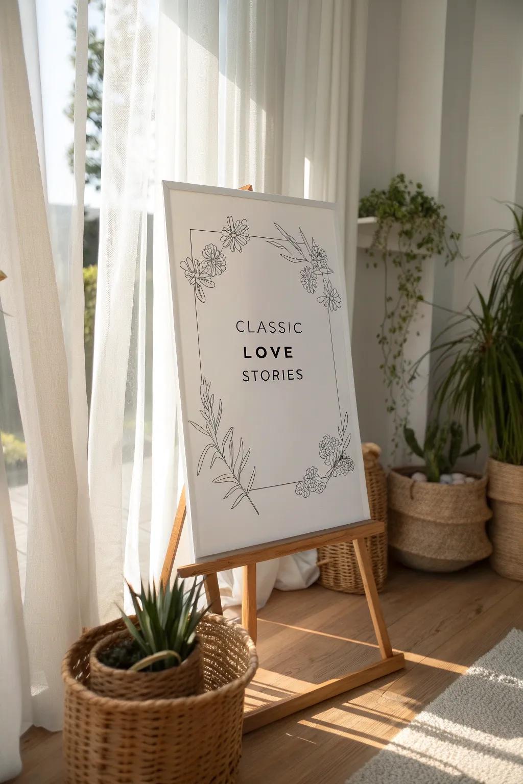 Capture the essence of storybook romance with minimalist elegance on your Valentine's whiteboard.
