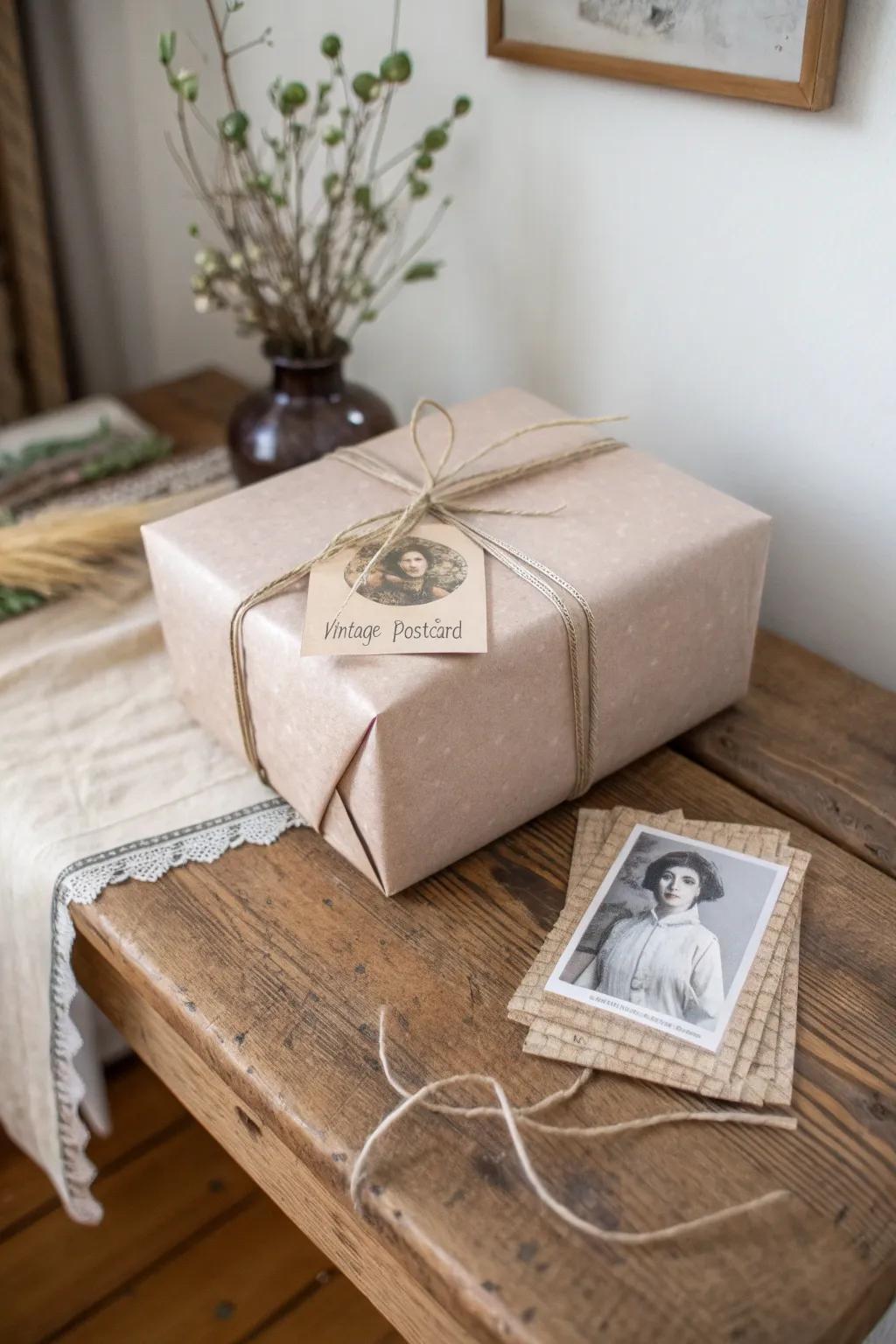 Add a nostalgic touch to your gifts with a vintage postcard, perfect for those who cherish simplicity and natural beauty.