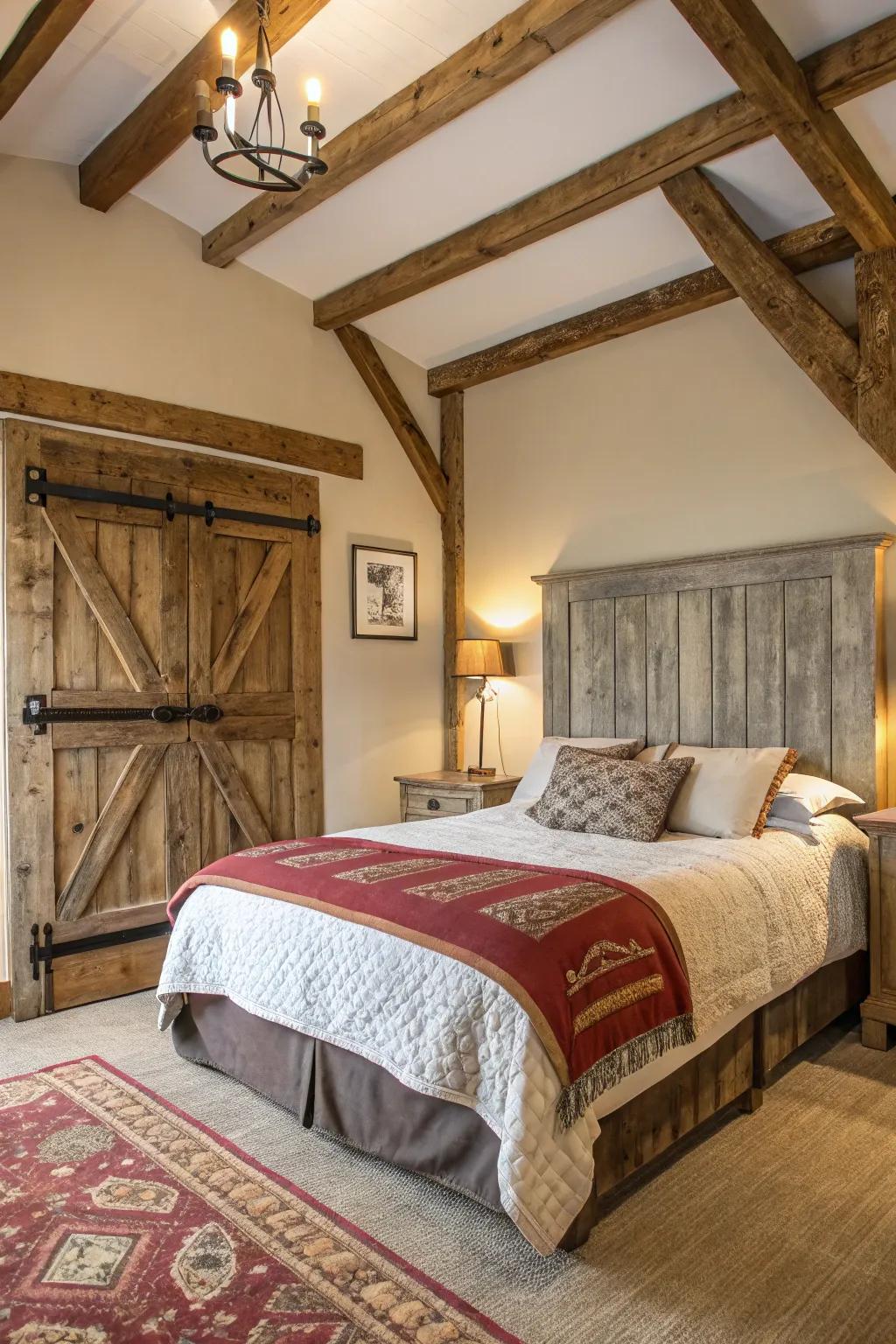 Rustic wood elements add warmth and texture.