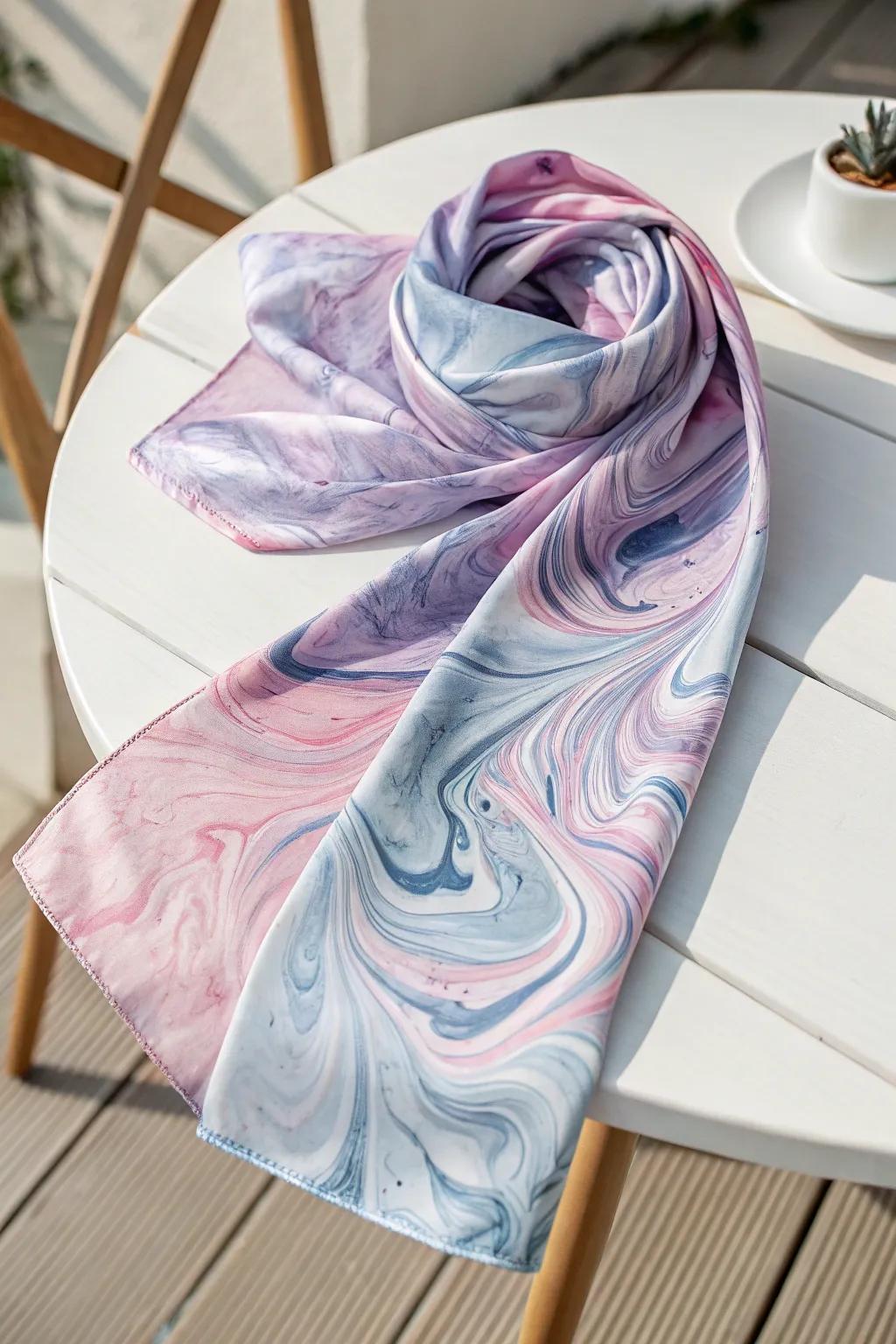 Transform your wardrobe with the ethereal beauty of water-marble dyed scarves—where art meets elegance.