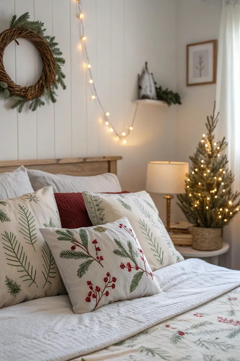 Seasonal decor adds a festive touch to your winter bedding.