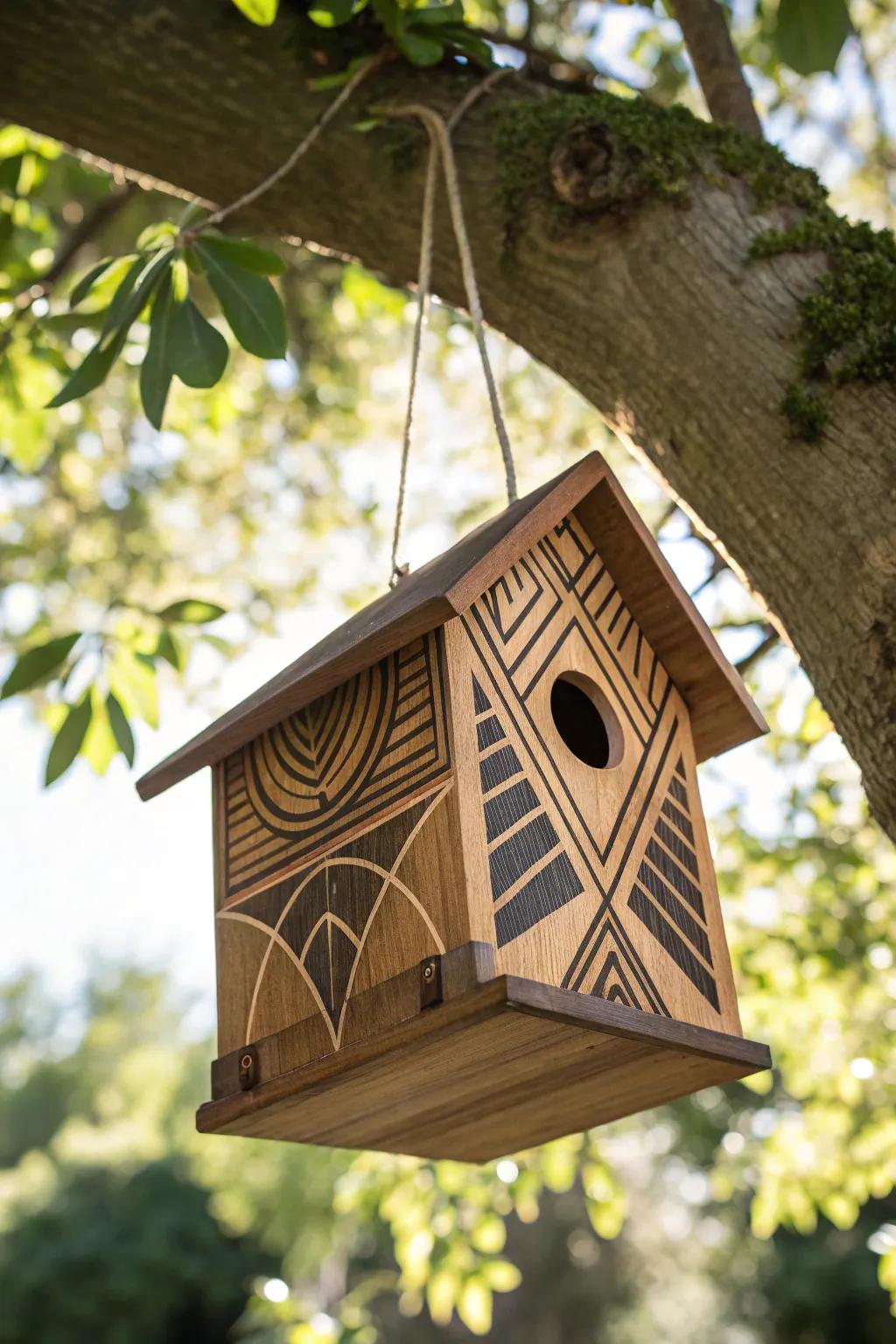 Elevate your garden with a stunning, modern wooden birdhouse - a true haven for your feathered friends.