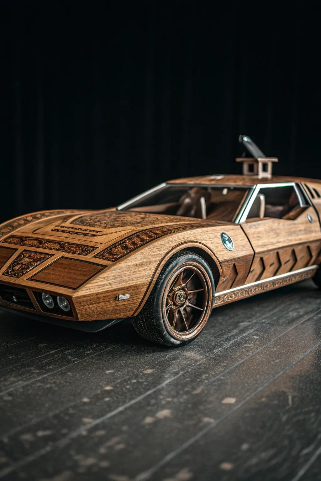 Unleash your imagination with this stunning wooden fantasy hover car, where craftsmanship meets creativity.