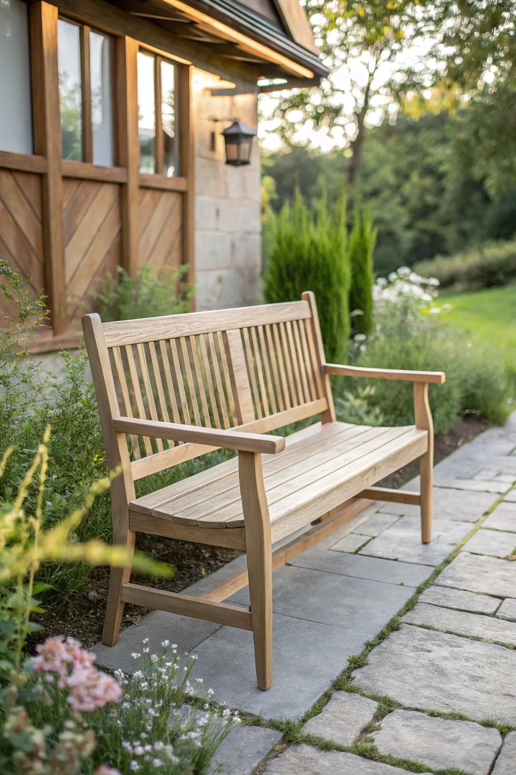Transform your garden with this unique upcycled wooden bench — where simplicity meets elegance.