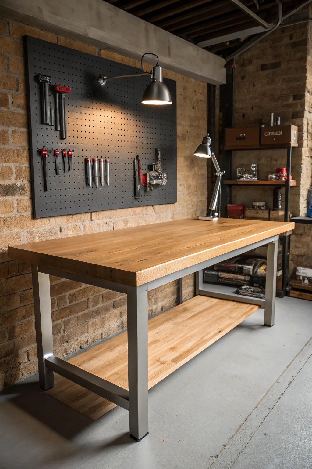 Elevate your workspace with a workbench that's as stylish as it is functional.