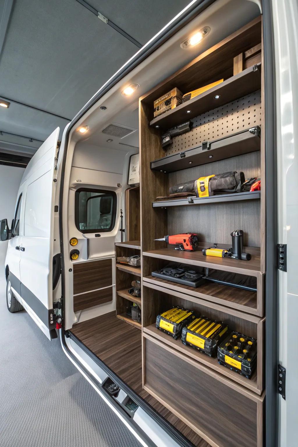 Transform your work van with a flexible modular shelving system — because your tools deserve a home as efficient as they are.