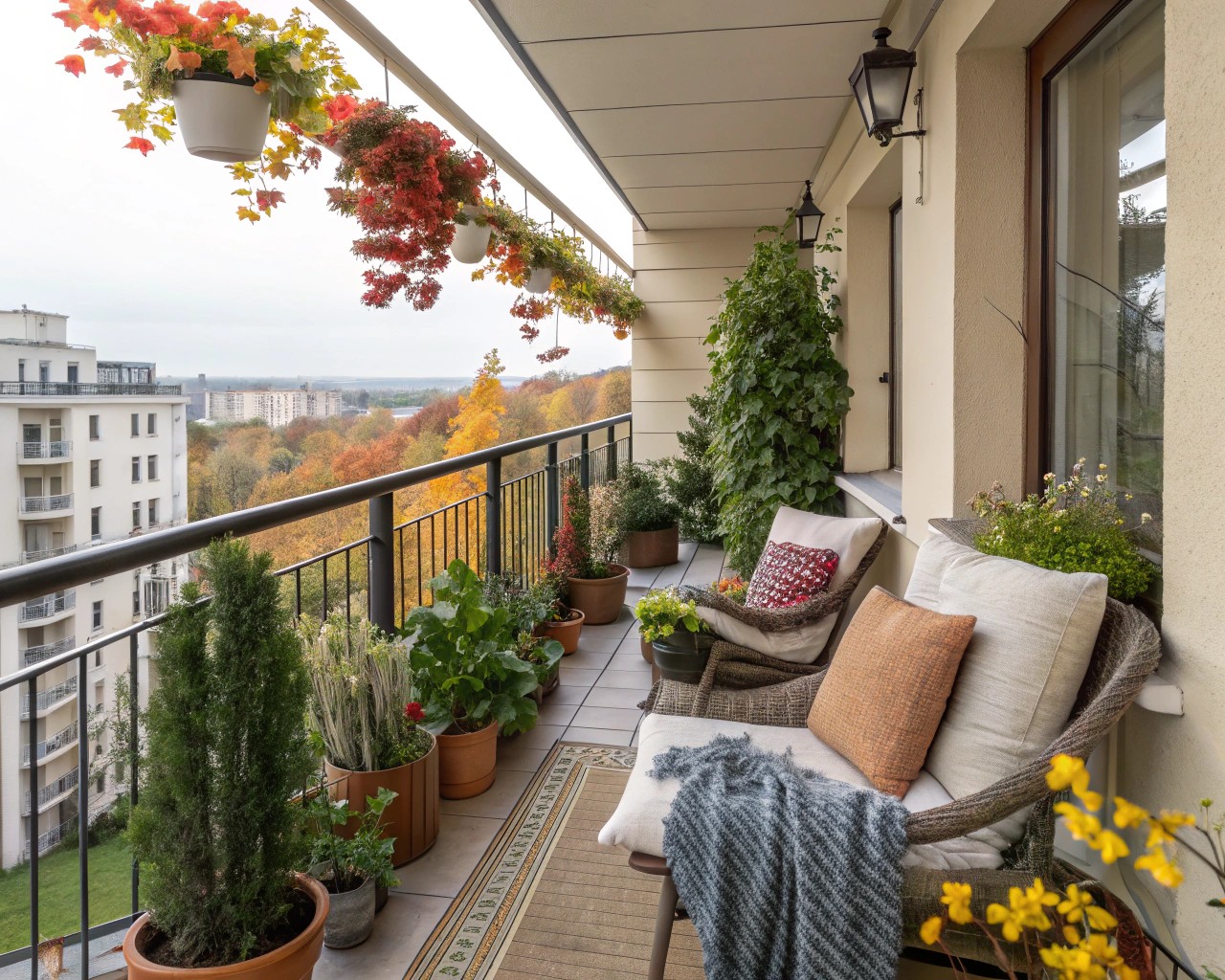 A beautifully integrated balcony design that transitions effortlessly through seasons