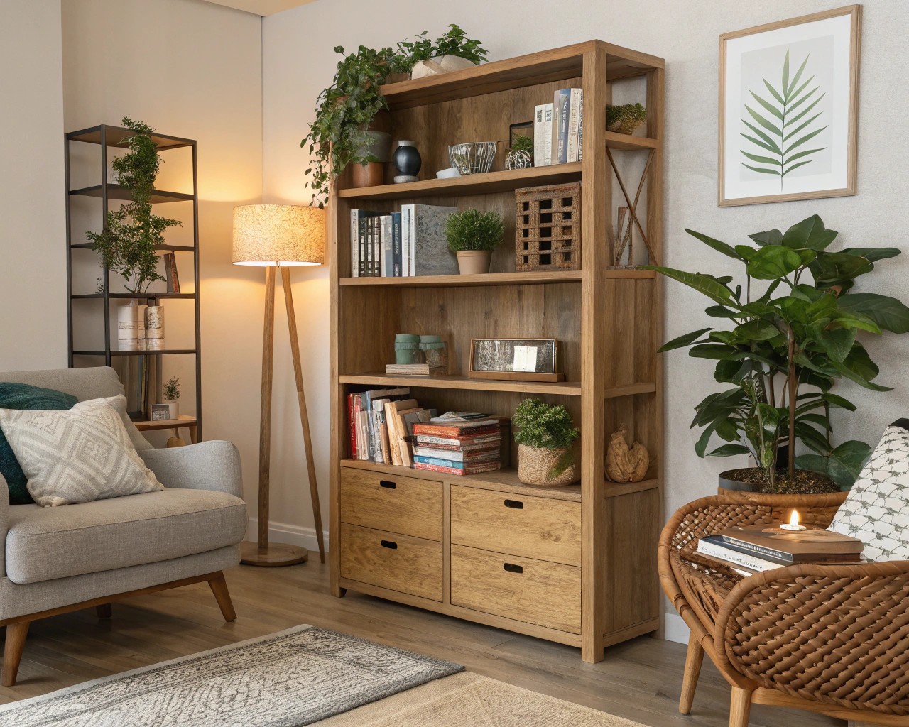 Bookshelves extend beyond storage, serving as organizational systems.
