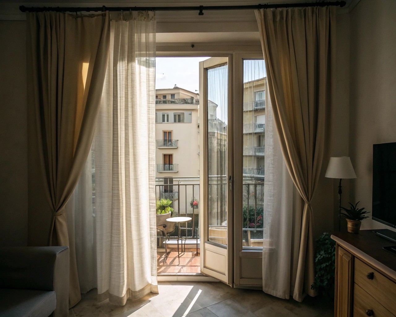 Curtain dividers in action, offering flexible space management.