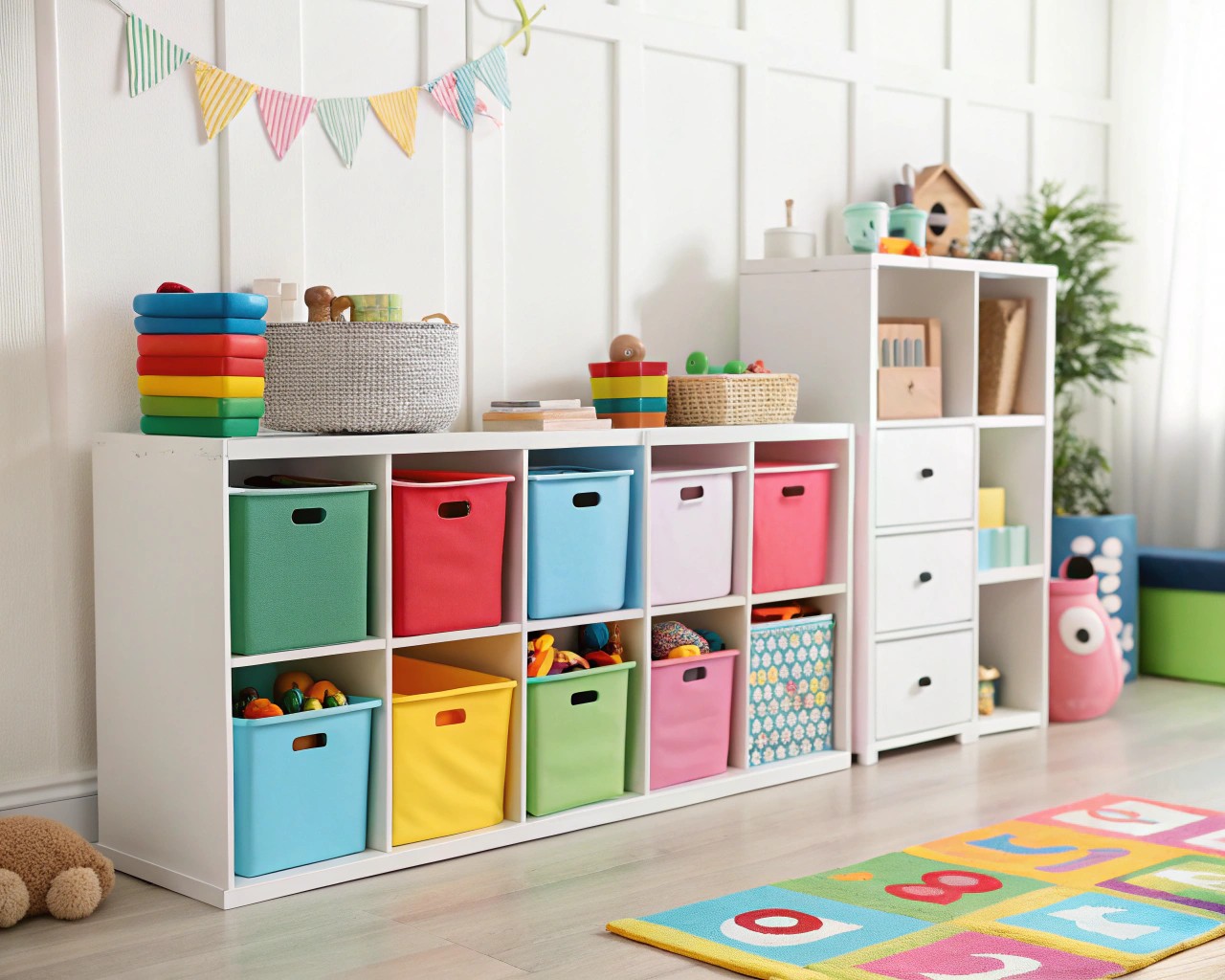 Innovative storage solutions to keep play areas tidy and accessible.