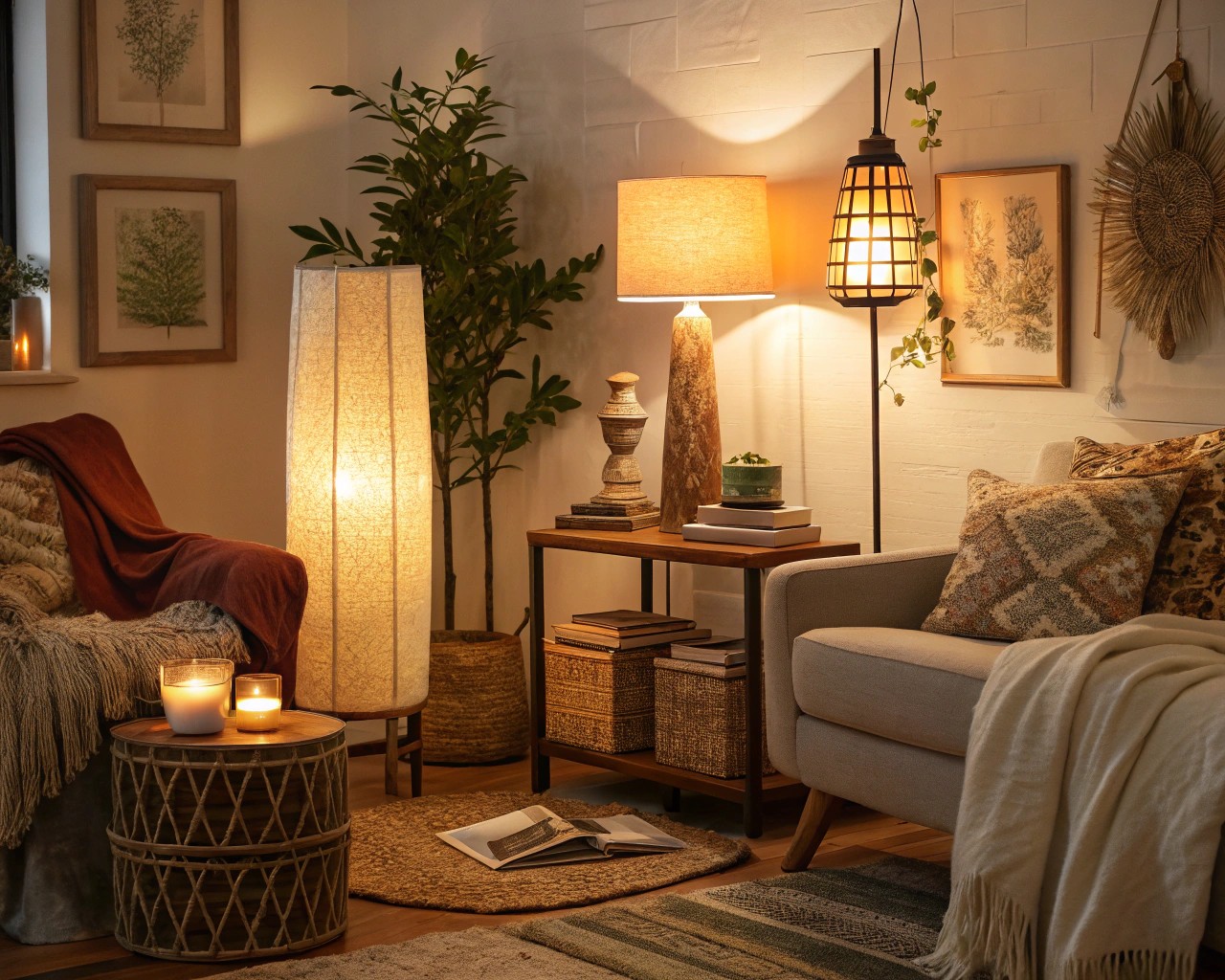 Lighting that combines artistic design with essential illumination, defining the room's ambiance.