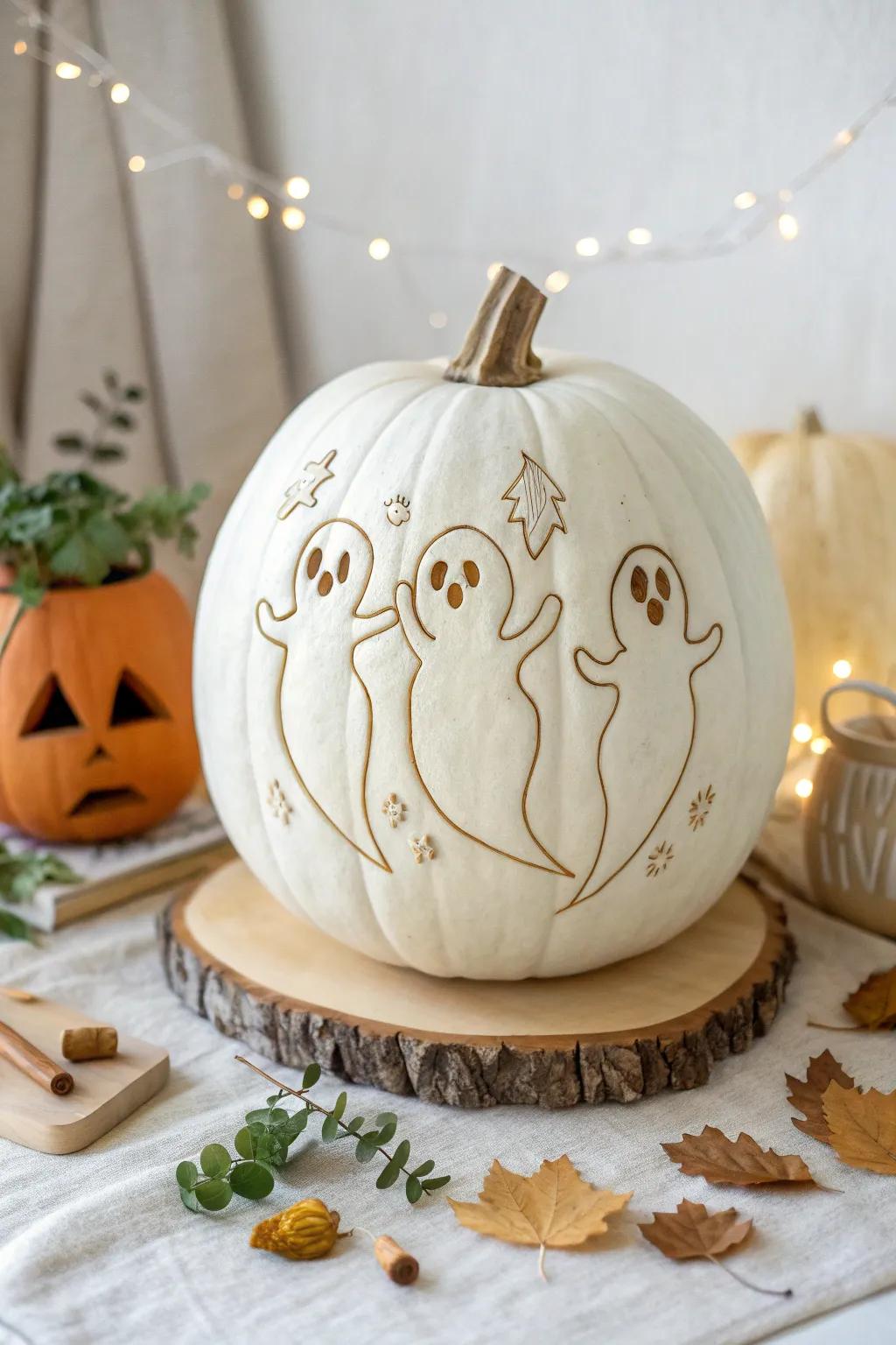 13+ Cute Ghost Pumpkin Carving Ideas for Halloween