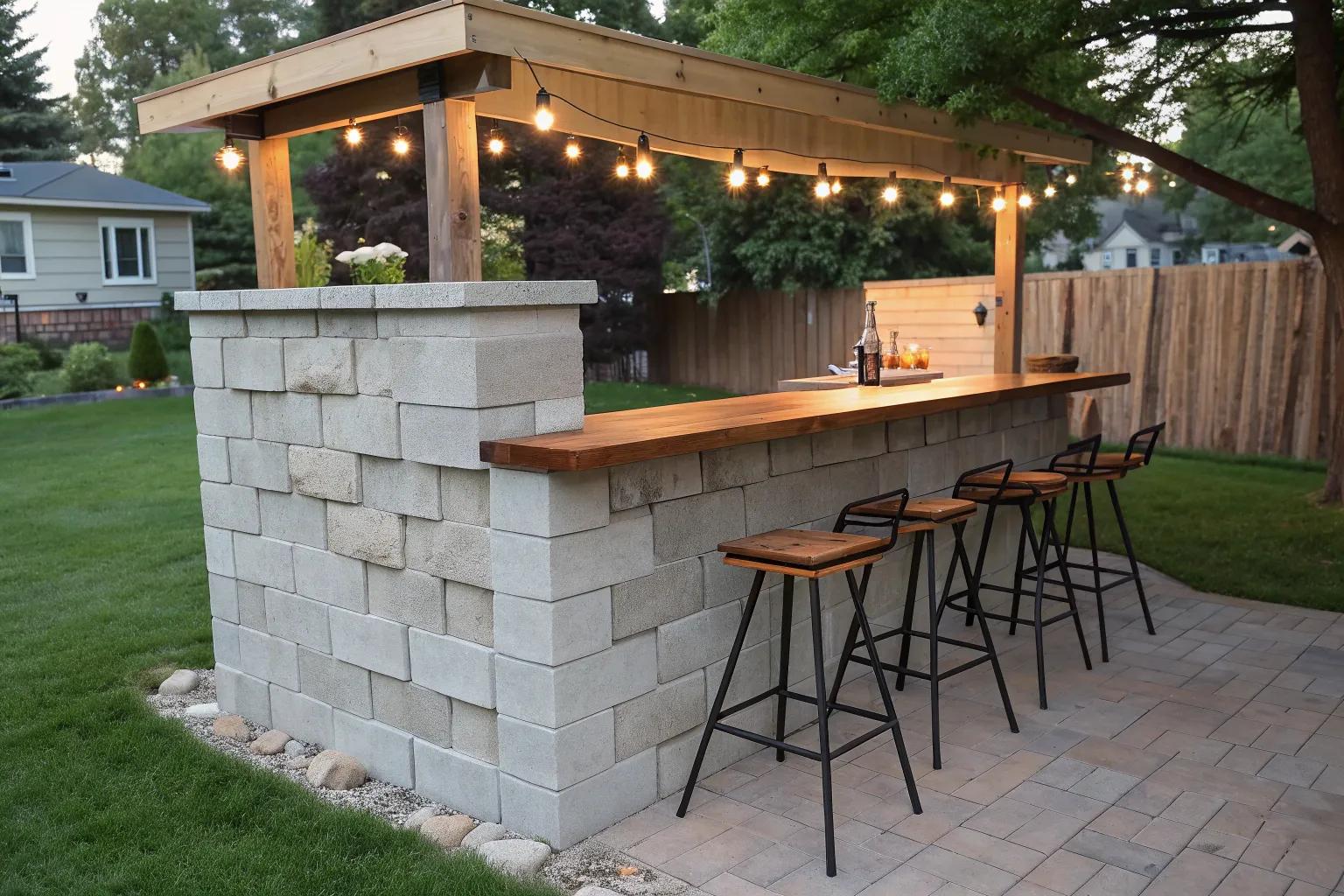 8+ Creative Backyard Cinder Block Bar Ideas
